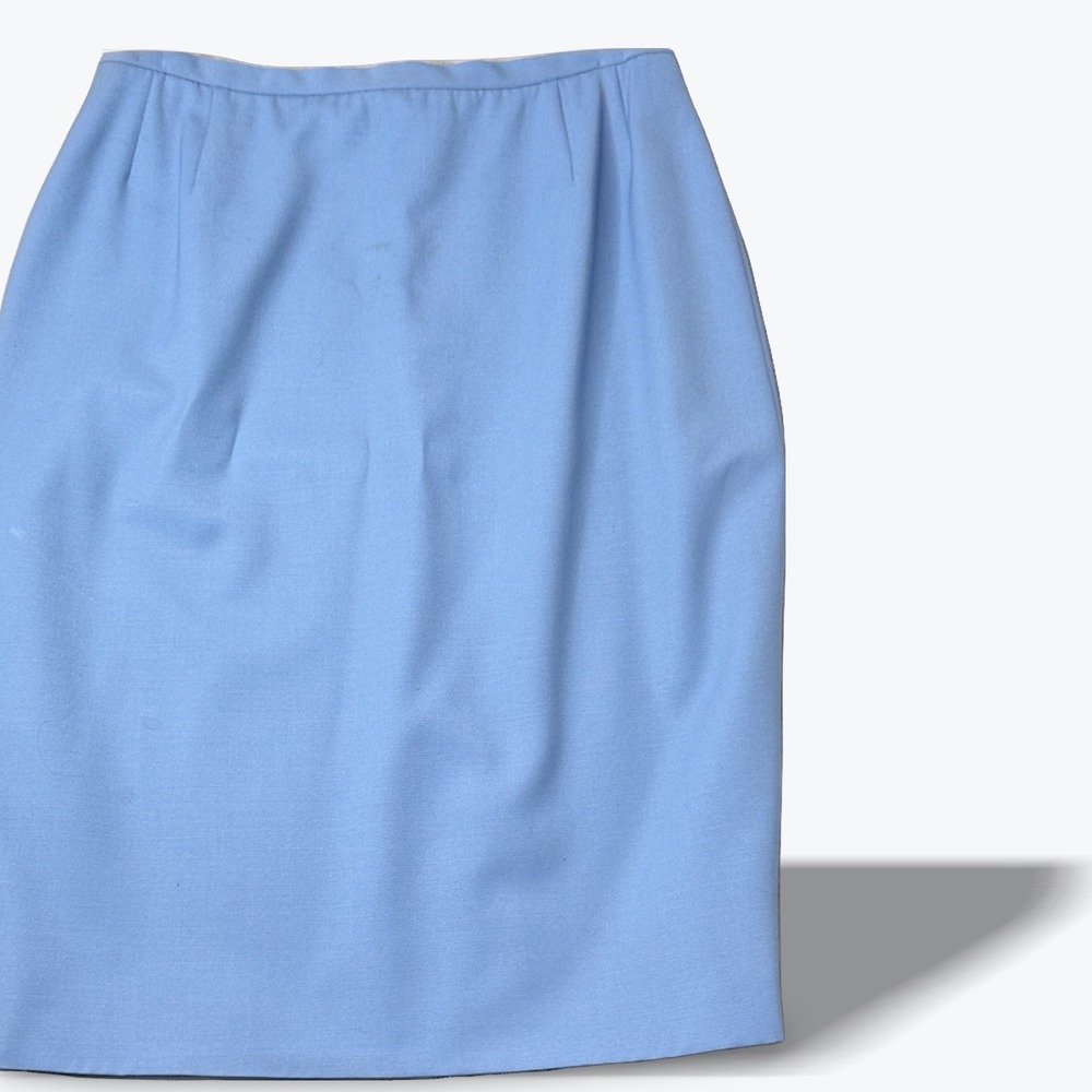 Escada‎ Margaretha Ley Blue Wool Pencil Skirt EU 38 US 6 Made In Germany Lined